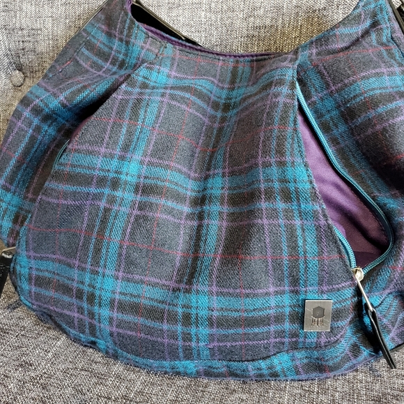 Blue and Purple Plaid Handbag - Picture 3 of 4